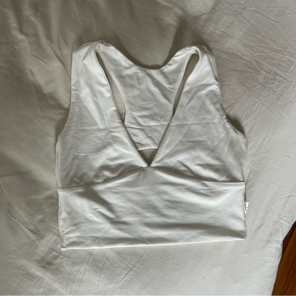 White Aepebo V Neck Racerback Bralette Tank Size S